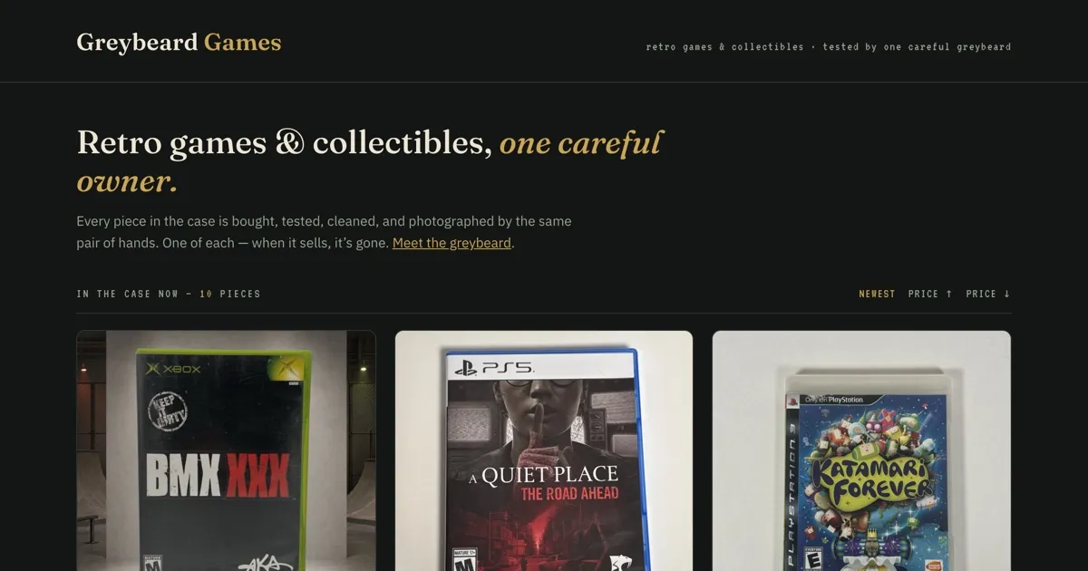 Screenshot of greybeard.games