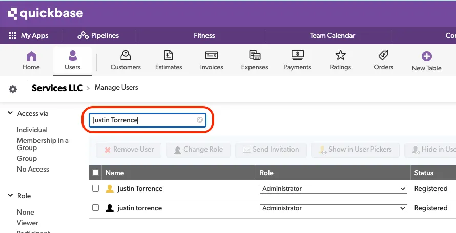 Search Users in Quickbase