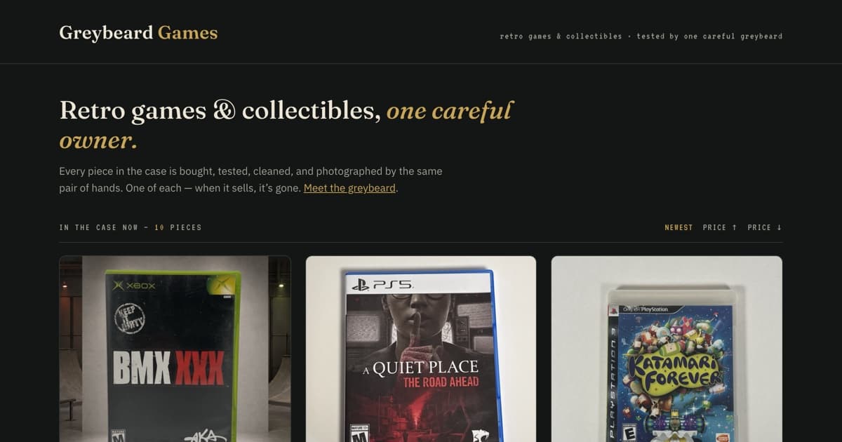 Screenshot of greybeard.games